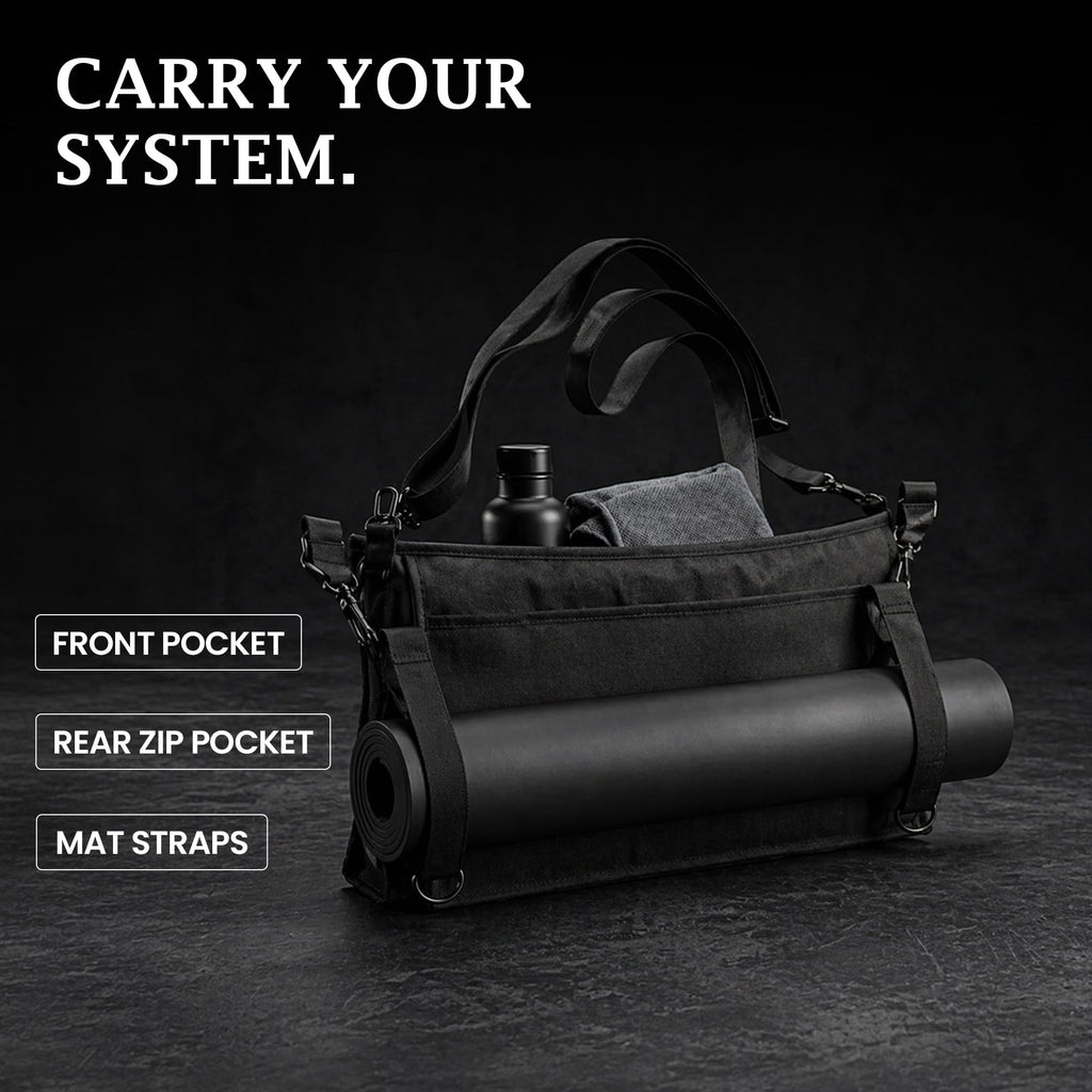 Men’s Yoga Mat Bag – Heavy-Duty Carrier with Extra Storage for Gear & Accessories, Black