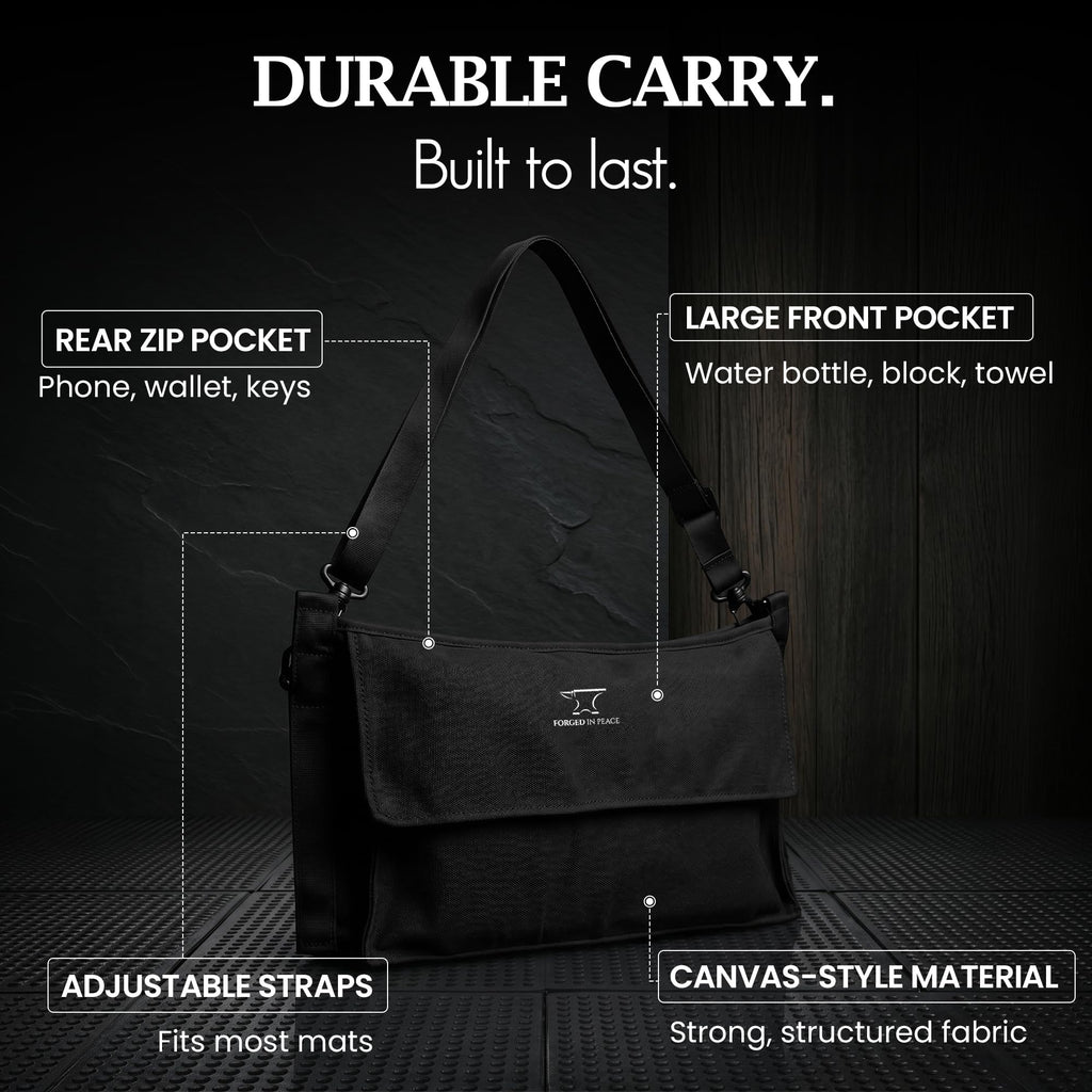 Men’s Yoga Mat Bag – Heavy-Duty Carrier with Extra Storage for Gear & Accessories, Black