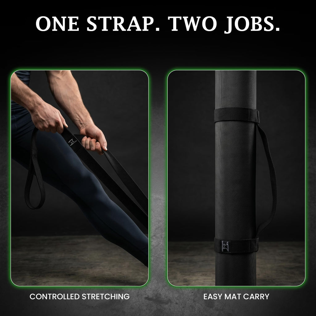 Men’s Yoga Strap – Adjustable Mat Carrier & Stretching Strap for Yoga, Pilates, and Fitness, Black