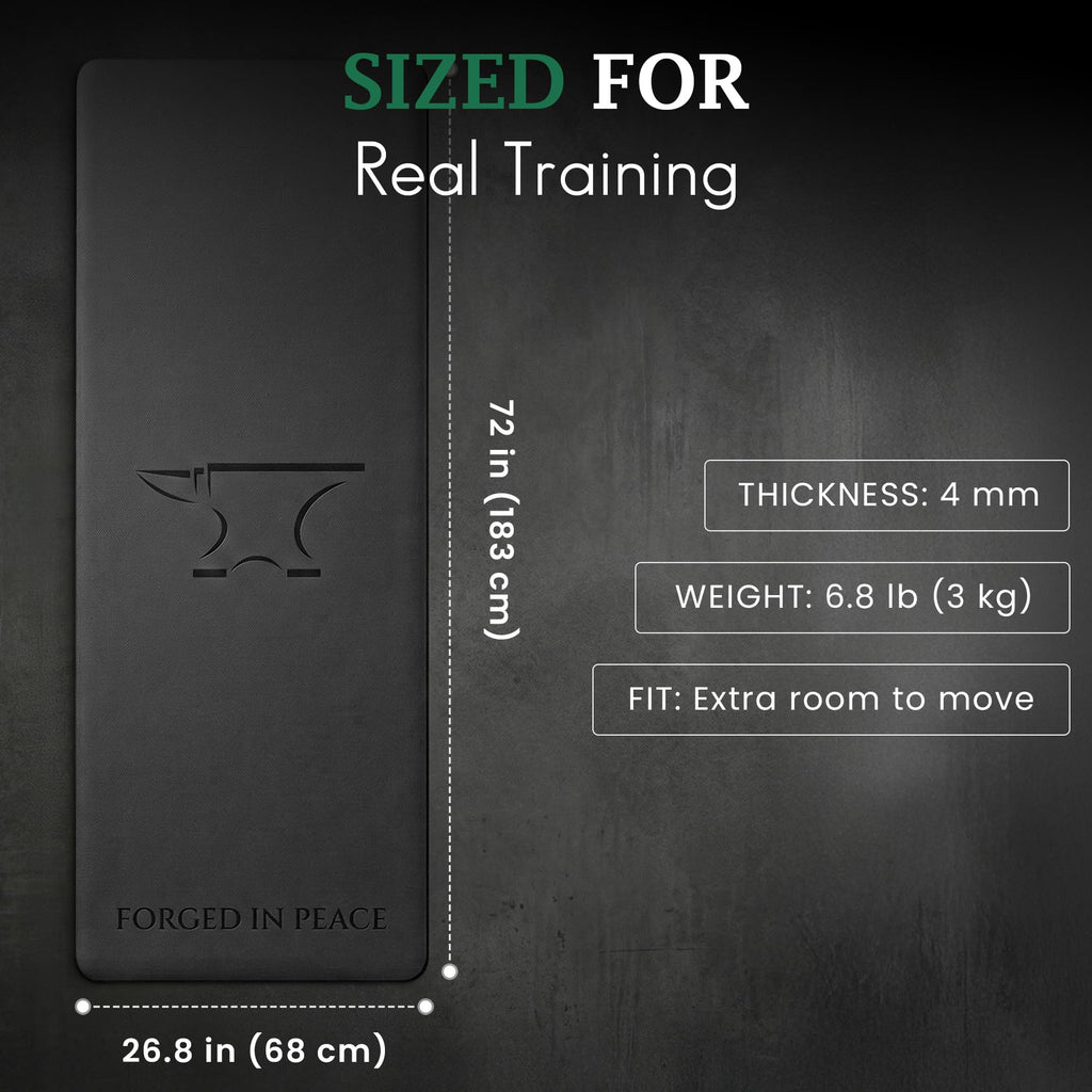 Men’s Yoga Mat – Premium Non-Slip Surface, High-Grade Strength & Durability, Extra Grip & Cushion, Black